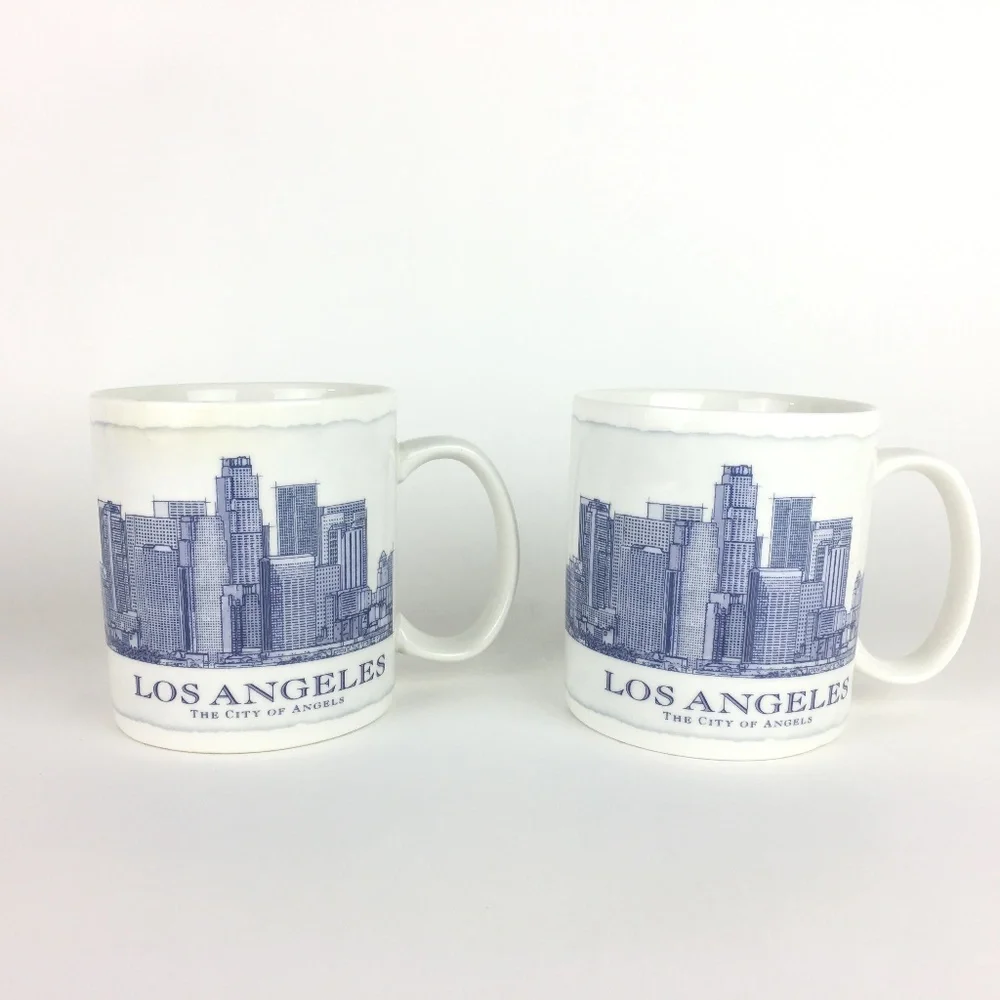 Set of 2 2010 Starbucks Los Angeles Architect Blue‎